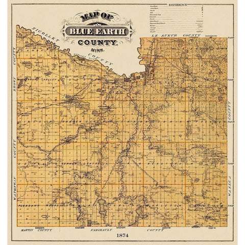 Blue Earth Minnesota Landowner - Andreas 1874 Black Modern Wood Framed Art Print with Double Matting by Andreas