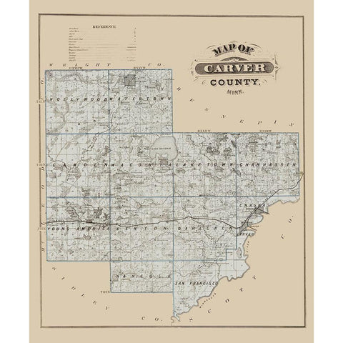 Carver Minnesota Landowner - Andreas 1874 Gold Ornate Wood Framed Art Print with Double Matting by Andreas