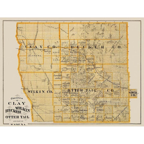 Clay Minnesota Landowner - Andreas 1874 Gold Ornate Wood Framed Art Print with Double Matting by Andreas