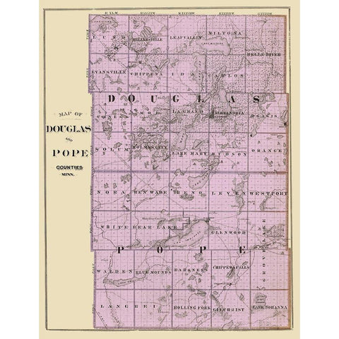 Douglas  Pope Minnesota Landowner - Andreas 1874 Gold Ornate Wood Framed Art Print with Double Matting by Andreas