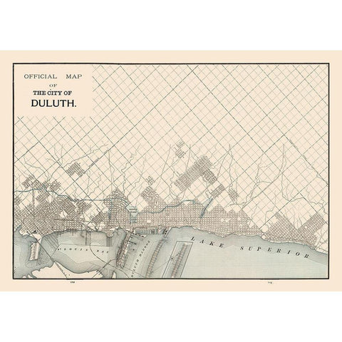 Duluth  Minnesota- Cram 1892 Gold Ornate Wood Framed Art Print with Double Matting by Cram