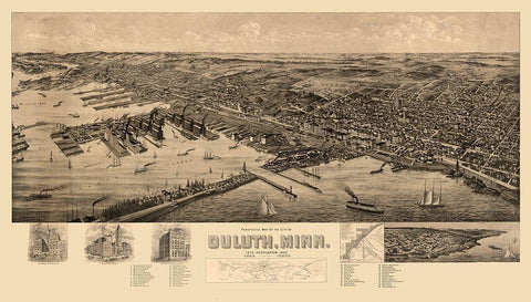 Duluth Minnesota -1893 White Modern Wood Framed Art Print with Double Matting by Unknown