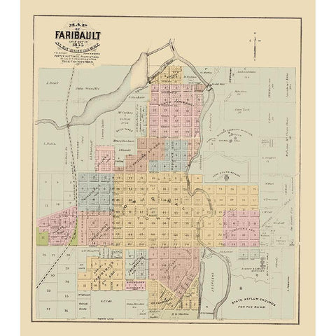 Faribault Minnesota - Andreas 1874 Black Modern Wood Framed Art Print with Double Matting by Andreas