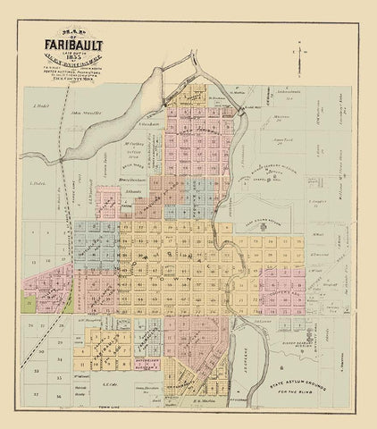 Faribault Minnesota - Andreas 1874 White Modern Wood Framed Art Print with Double Matting by Andreas