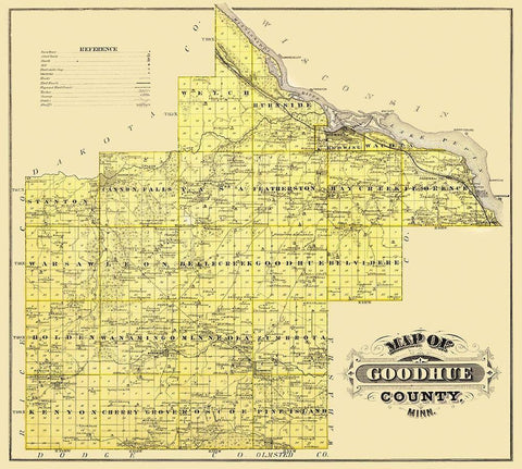 Goodhue Minnesota Landowner - Andreas 1874 Black Ornate Wood Framed Art Print with Double Matting by Andreas