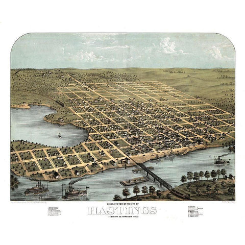 Hastings Minnesota - Ruger 1867  Black Modern Wood Framed Art Print with Double Matting by Ruger