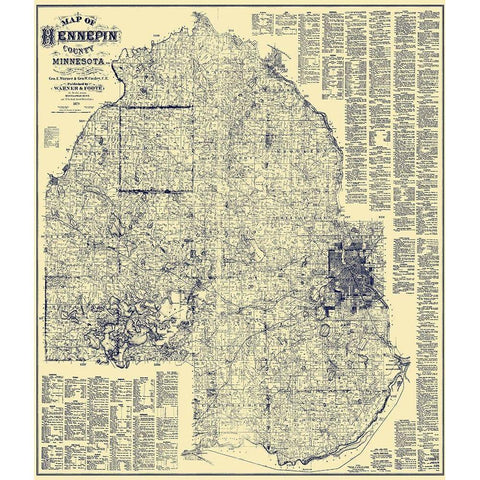 Hennepin Minnesota Landowner - Warner 1879 Black Modern Wood Framed Art Print with Double Matting by Warner