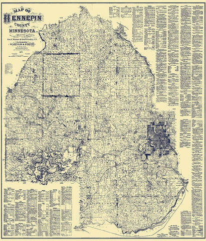 Hennepin Minnesota Landowner - Warner 1879 White Modern Wood Framed Art Print with Double Matting by Warner