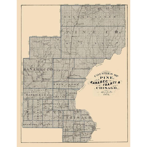 Kanabec Isanti Chisago Minnesota Landowner Gold Ornate Wood Framed Art Print with Double Matting by Andreas