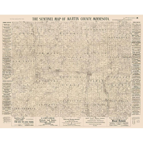 Martin County Minnesota - Day 1901  White Modern Wood Framed Art Print by Day