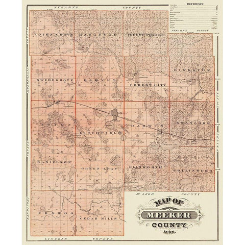 Meeker Minnesota Landowner - Andreas 1874 Black Modern Wood Framed Art Print by Andreas