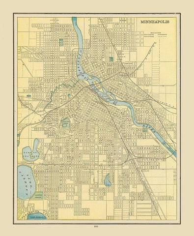 Minneapolis  Minnesota - Cram 1892 White Modern Wood Framed Art Print with Double Matting by Cram