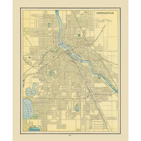 Minneapolis  Minnesota - Cram 1892 Black Modern Wood Framed Art Print with Double Matting by Cram