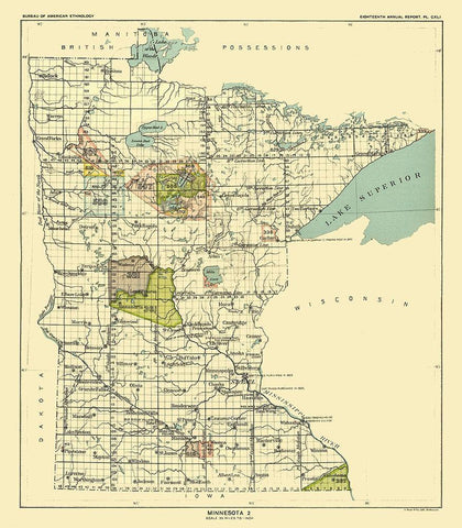 Minnesota - Hoen 1896 Black Ornate Wood Framed Art Print with Double Matting by Hoen