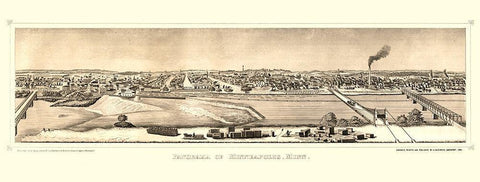 Minneapolis Minnesota - Hageboeck 1873  White Modern Wood Framed Art Print with Double Matting by Hageboeck