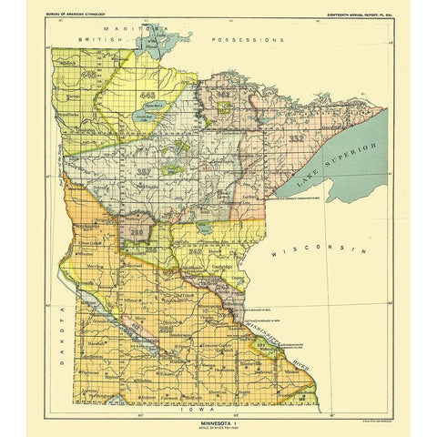 Minnesota - Hoen 1896 White Modern Wood Framed Art Print by Hoen