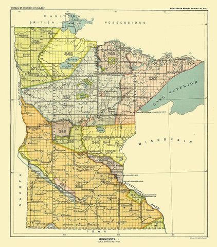 Minnesota - Hoen 1896 Black Ornate Wood Framed Art Print with Double Matting by Hoen