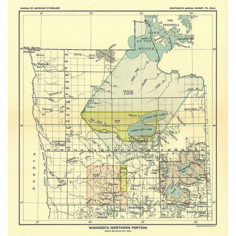 Northern Minnesota - Hoen 1896 Black Modern Wood Framed Art Print with Double Matting by Hoen