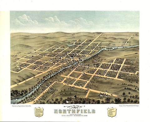 Northfield Minnesota - Stoner 1869  White Modern Wood Framed Art Print with Double Matting by Stoner