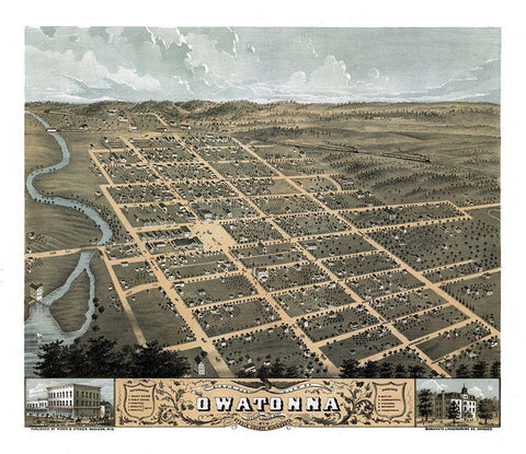 Owatonna Minnesota - Stoner 1870  White Modern Wood Framed Art Print with Double Matting by Stoner