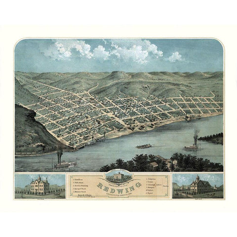 Red Wing Minnesota - Ruger 1868  Black Modern Wood Framed Art Print with Double Matting by Ruger