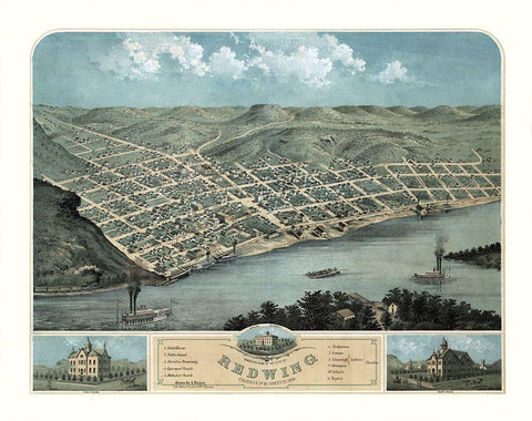 Red Wing Minnesota - Ruger 1868  Black Ornate Wood Framed Art Print with Double Matting by Ruger