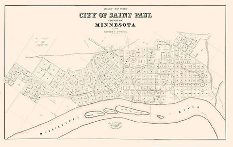 St Paul Minnesota - Nichols 1852  Black Ornate Wood Framed Art Print with Double Matting by Nichols