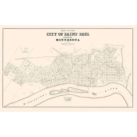 St Paul Minnesota - Nichols 1852  Black Modern Wood Framed Art Print with Double Matting by Nichols