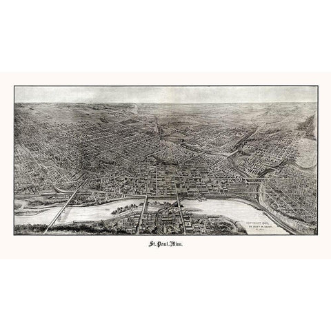 Saint Paul Minnesota - Saint 1906  Gold Ornate Wood Framed Art Print with Double Matting by Saint