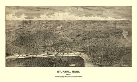 Saint Paul Minnesota - Richards 1888  White Modern Wood Framed Art Print with Double Matting by Richards
