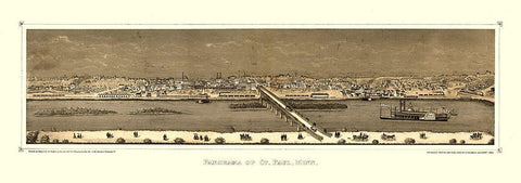 Saint Paul Minnesota - Hageboeck 1873  White Modern Wood Framed Art Print with Double Matting by Hageboeck