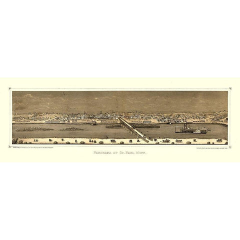 Saint Paul Minnesota - Hageboeck 1873  Black Modern Wood Framed Art Print by Hageboeck