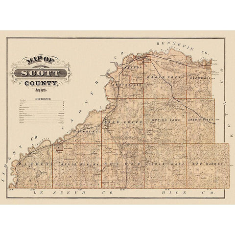 Scott Minnesota Landowner - Andreas 1874 Gold Ornate Wood Framed Art Print with Double Matting by Andreas