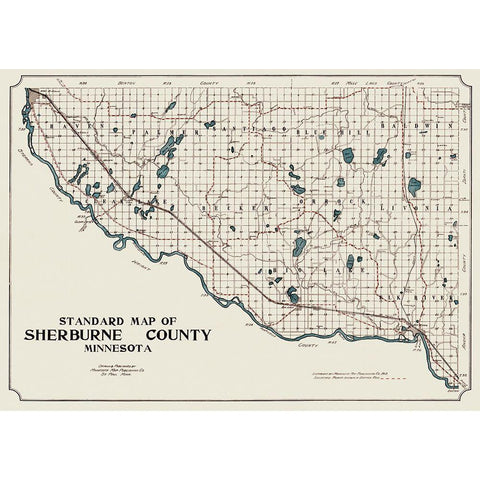 Sherburne Minnesota - 1913 Black Modern Wood Framed Art Print with Double Matting by Unknown