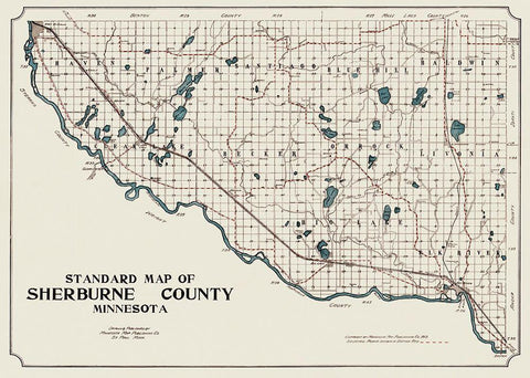 Sherburne Minnesota - 1913 White Modern Wood Framed Art Print with Double Matting by Unknown