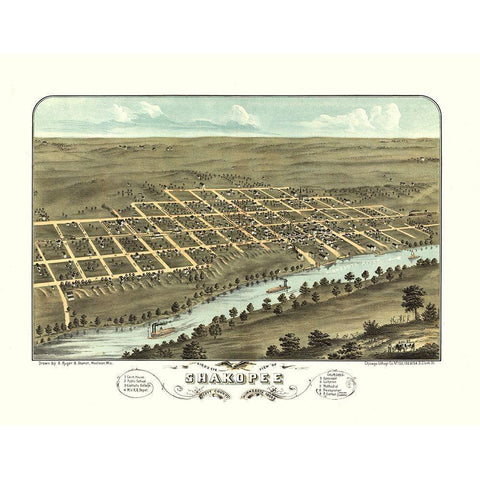 Shakopee Minnesota - Stoner 1869  White Modern Wood Framed Art Print by Stoner