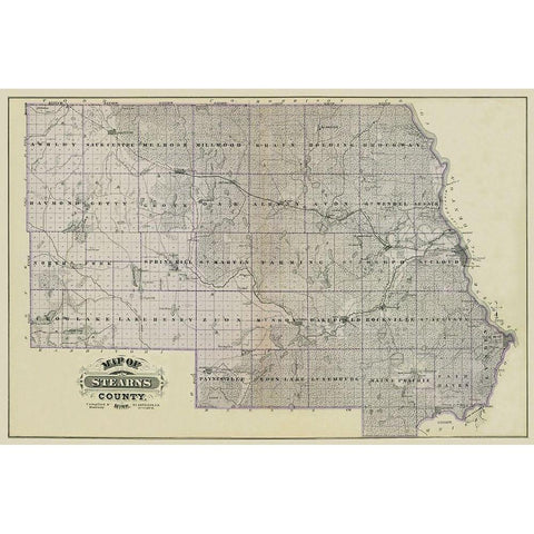 Stearns Minnesota Landowner - Andreas 1874 Black Modern Wood Framed Art Print with Double Matting by Andreas