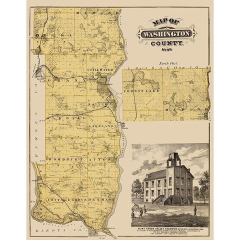 Washington Minnesota Landowner - Andreas 1874 Gold Ornate Wood Framed Art Print with Double Matting by Andreas