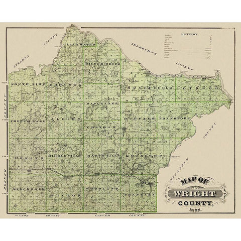 Wright Minnesota Landowner - Andreas 1874 Black Modern Wood Framed Art Print with Double Matting by Andreas