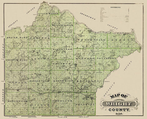 Wright Minnesota Landowner - Andreas 1874 White Modern Wood Framed Art Print with Double Matting by Andreas