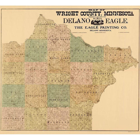 Wright Minnesota Landowner - Hixson 1901 White Modern Wood Framed Art Print by Hixson