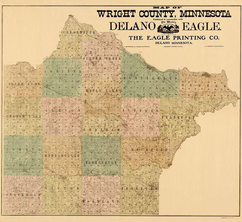 Wright Minnesota Landowner - Hixson 1901 White Modern Wood Framed Art Print with Double Matting by Hixson
