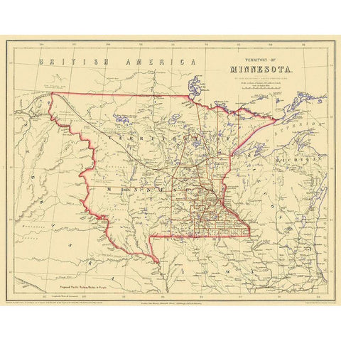 Minnesota Territory - Rogers 1857 White Modern Wood Framed Art Print by Rogers