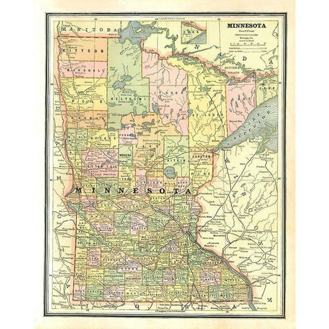 Minnesota - Cram 1886 White Modern Wood Framed Art Print by Cram