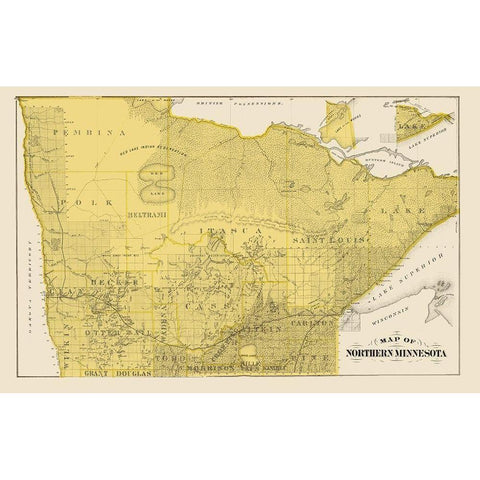 Northern Minnesota - Andreas 1874 Black Modern Wood Framed Art Print with Double Matting by Andreas