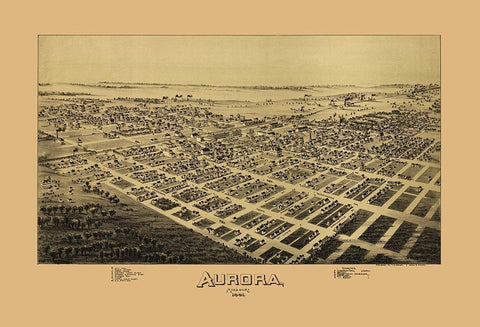 Aurora Missouri - Fowler 1891 White Modern Wood Framed Art Print with Double Matting by Fowler