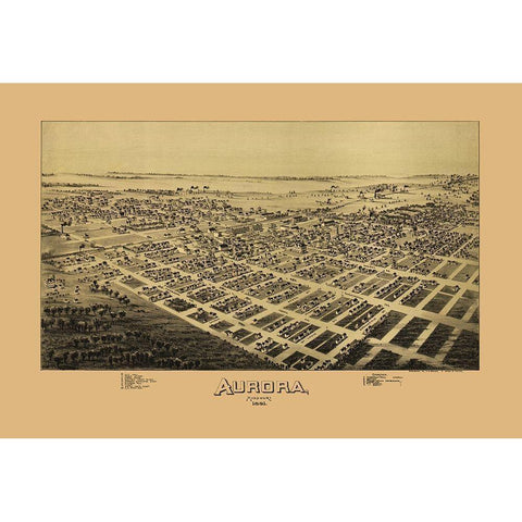 Aurora Missouri - Fowler 1891 Black Modern Wood Framed Art Print by Fowler