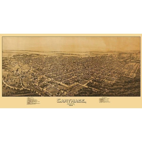 Carthage Missouri - Fowler 1891 Black Modern Wood Framed Art Print with Double Matting by Fowler