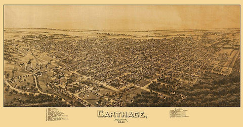 Carthage Missouri - Fowler 1891 White Modern Wood Framed Art Print with Double Matting by Fowler
