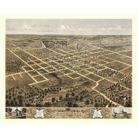 Columbia Missouri - Ruger 1869 White Modern Wood Framed Art Print by Ruger